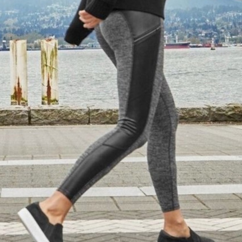 Athleta Black and Gray Women's Leggings Herringbone Lux NWOT